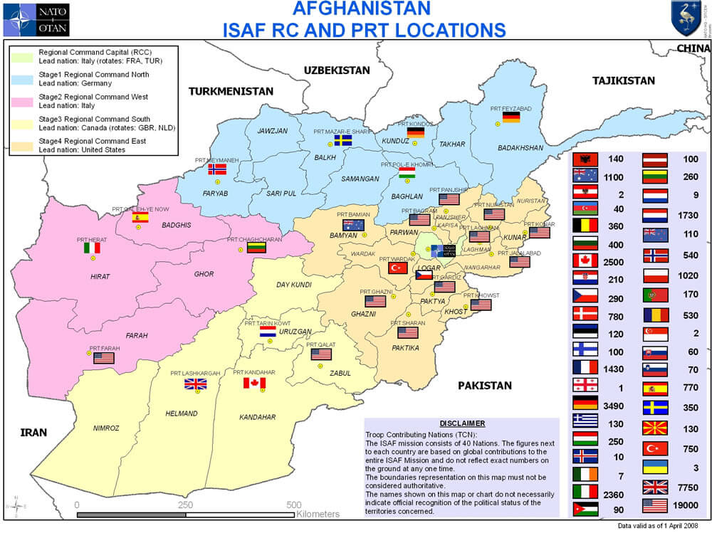 afghanistan map nato